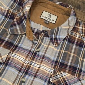 Legendary Whitetails Flannel Plaid Shirt Mens 2XL Brown Gray Hunting Buck